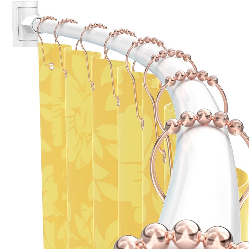 PrettyHome Curved Shower Curtain Rod For Bathroom 38-72 Inches, Adjustable Length, Curved Shower Rod, Metal Rods&Brackets, Round Shower Curtain Rods, Rotate Bracket For Large Shower Space, Need Drilling, White - Image 1